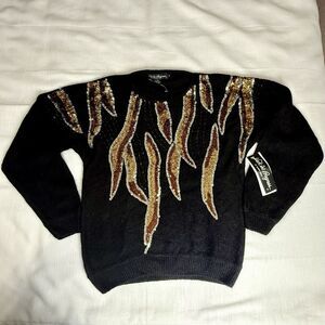 Vintage Work In Progress By Gladys Bagley Silk Wool Blend Sequin Sweater New